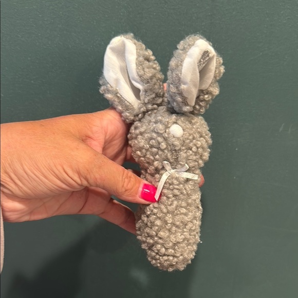Woolly Bunnie Post Rattle gray STEPHAN BABY - Picture 1 of 8